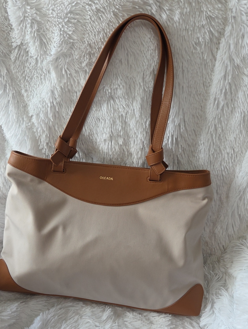 Beige and Tan Tote Bag Oleada Brand